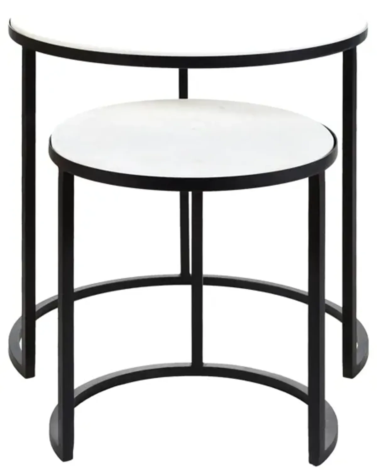 Hearthstone Round End Table Set in Black, Ivory by Surya