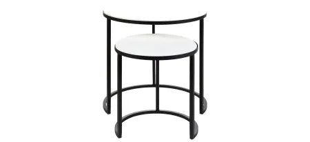 Hearthstone Round End Table Set in Black, Ivory by Surya