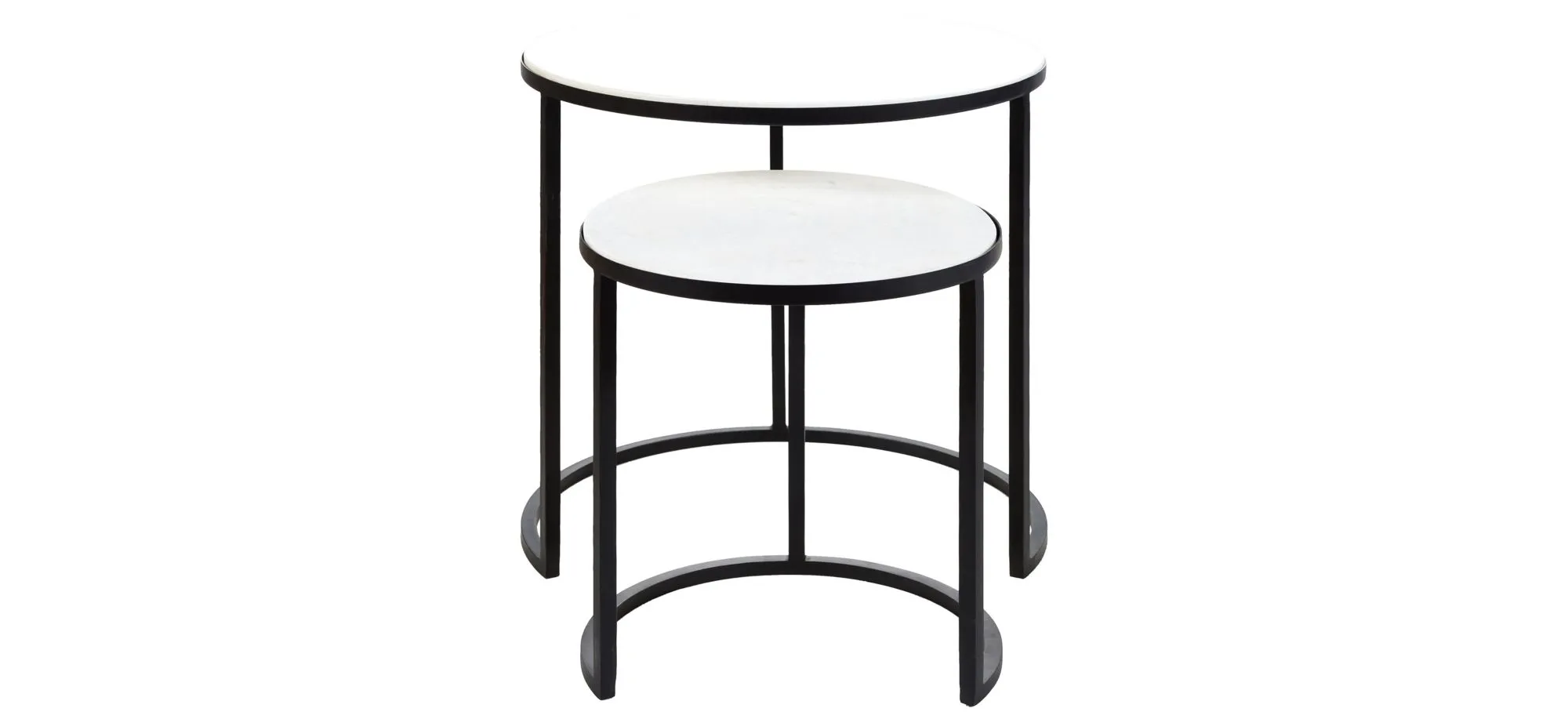 Hearthstone Round End Table Set in Black, Ivory by Surya