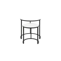 Hearthstone Round End Table Set in Black, Ivory by Surya