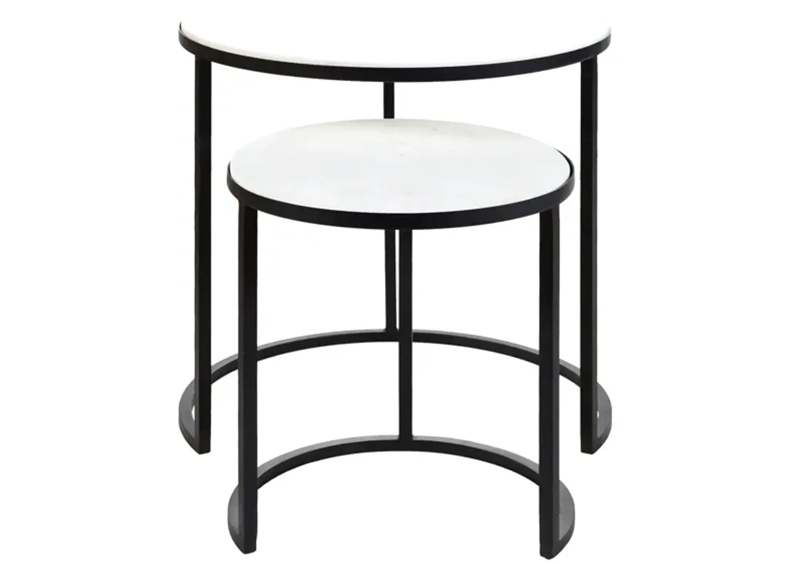 Hearthstone Round End Table Set in Black, Ivory by Surya