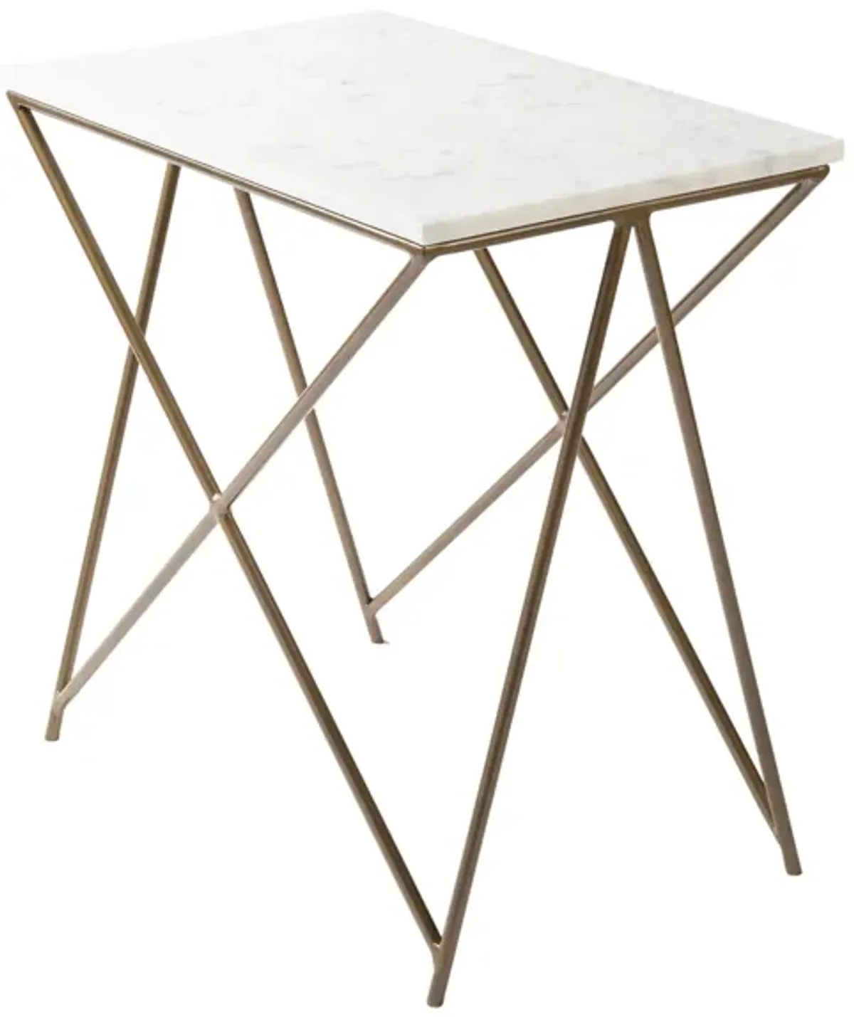 Norah Rectangular End Table in Gold, White by Surya