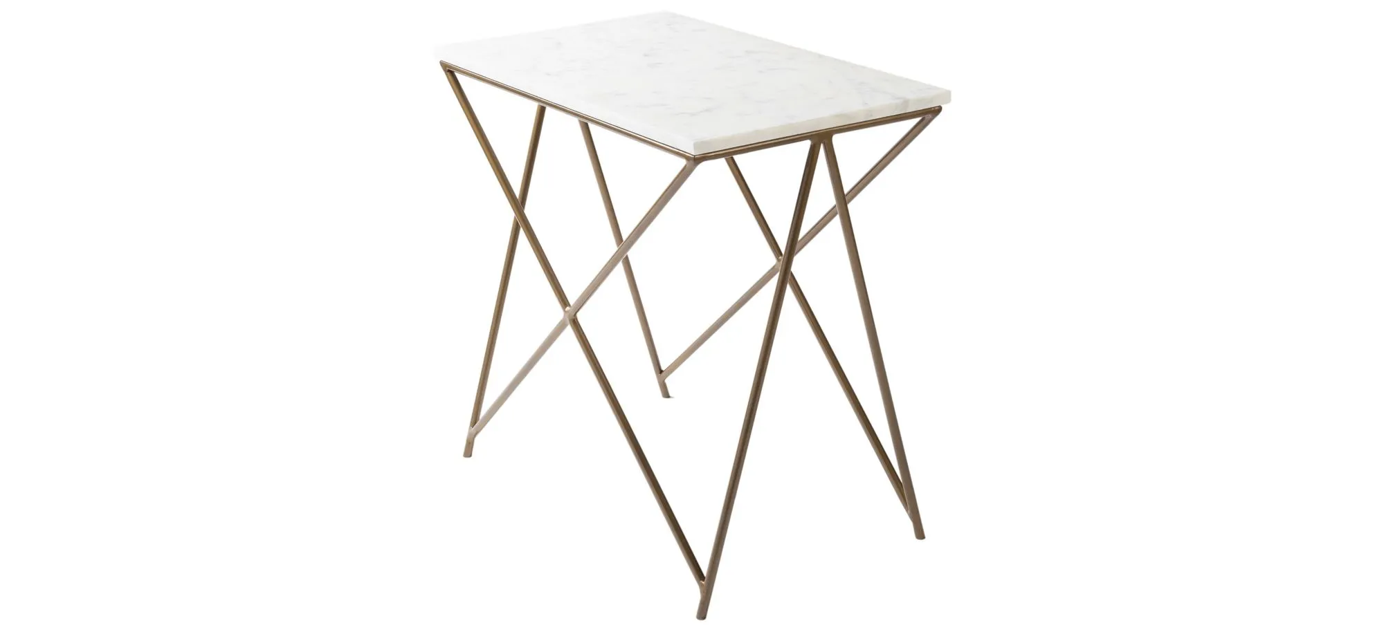 Norah Rectangular End Table in Gold, White by Surya