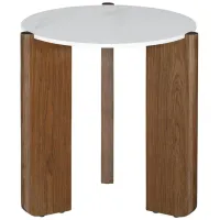 Elissa Lamp Table in White / Walnut by Chintaly Imports