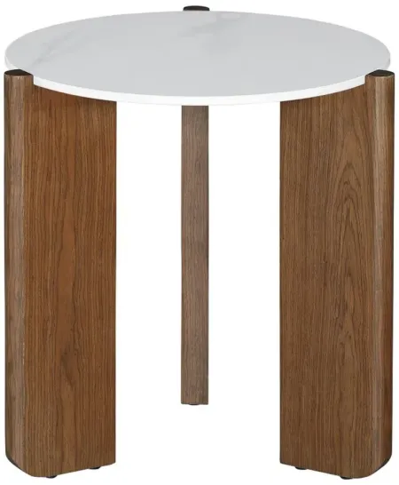 Elissa Lamp Table in White / Walnut by Chintaly Imports