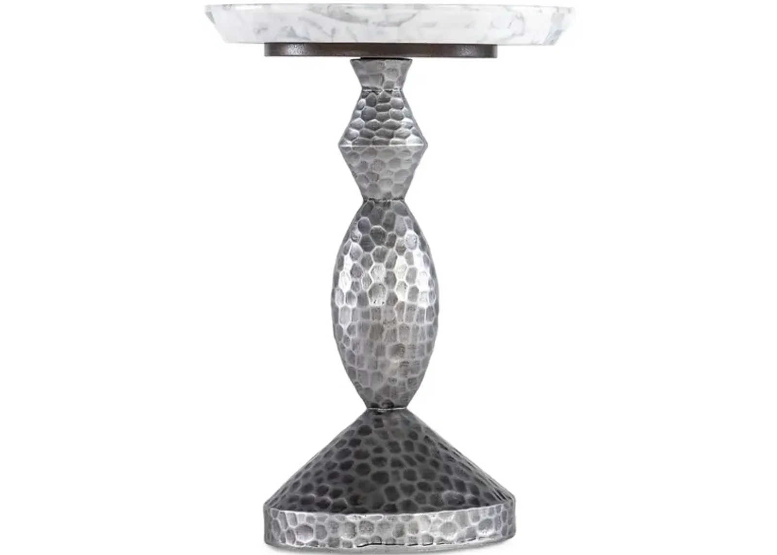 Glendon Round Side Table in Silver/white and gray marble by Hooker Furniture