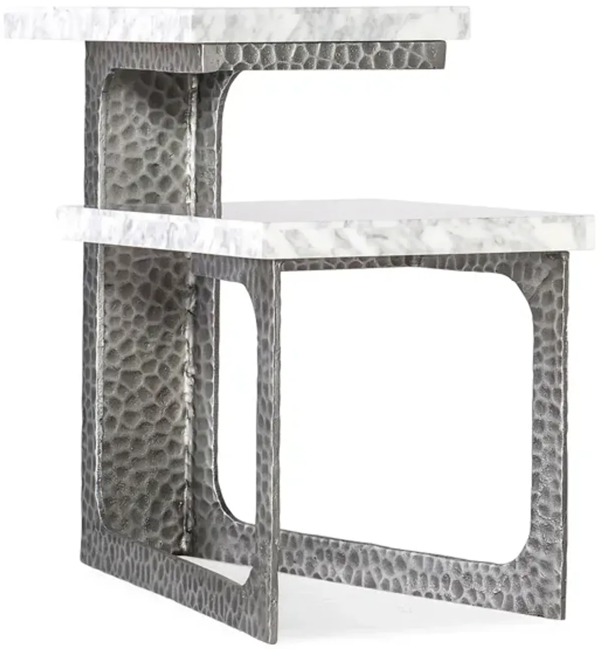 Glendon Tiered Side Table in Silver/white and gray marble by Hooker Furniture