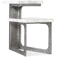 Glendon Tiered Side Table in Silver/white and gray marble by Hooker Furniture