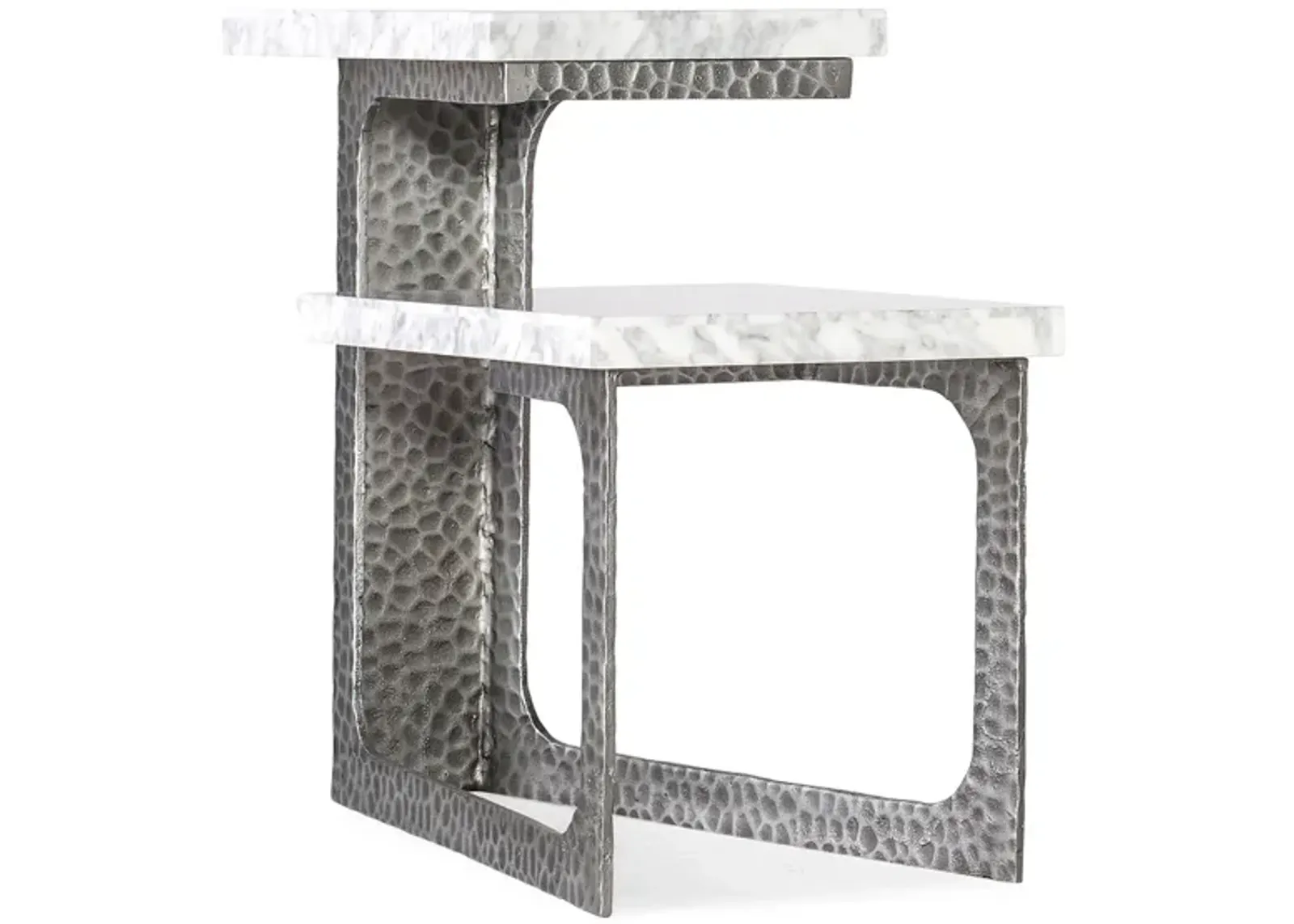 Glendon Tiered Side Table in Silver/white and gray marble by Hooker Furniture