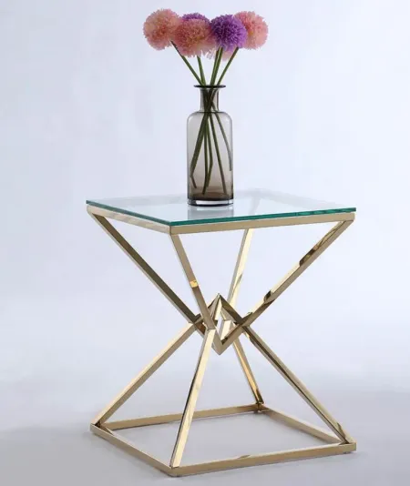 Rodman Lamp Table in Gold by Chintaly Imports