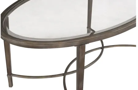 Copia Oval End Table in Antiqued Silver with Gold Tint by Magnussen Home