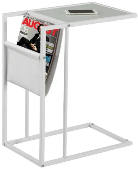 Keuka Rectangular Accent Table with Magazine Holder in White by Monarch Specialties