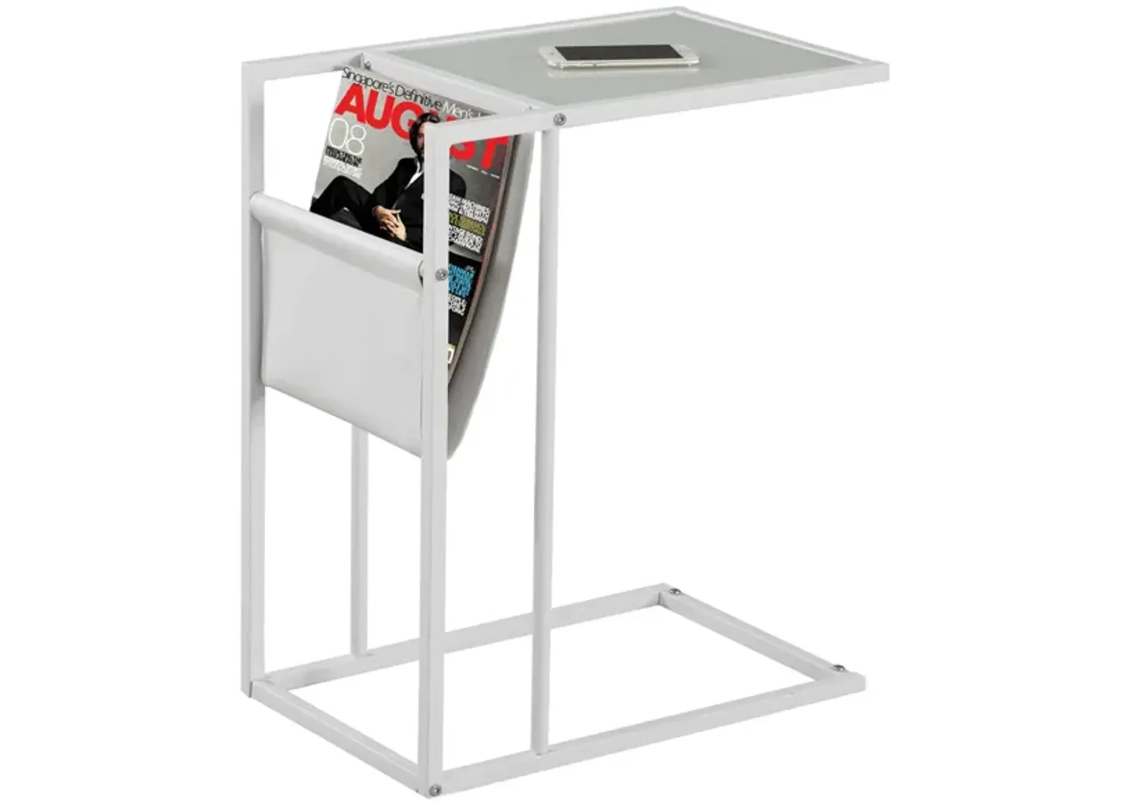 Keuka Rectangular Accent Table with Magazine Holder in White by Monarch Specialties