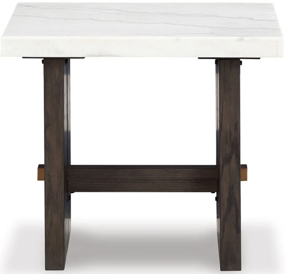 Burkhaus End Table in White/Dark Brown by Ashley Furniture