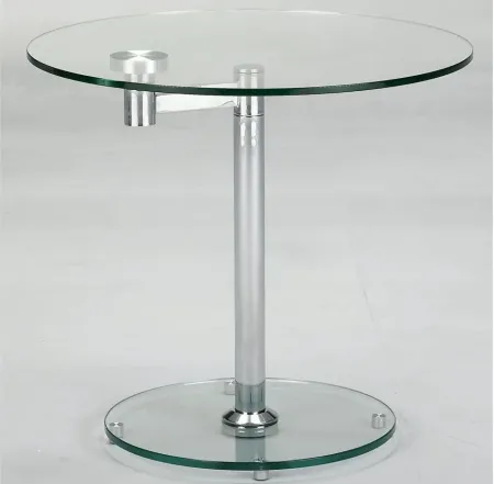 Shymma Lamp Table in Chrome by Chintaly Imports
