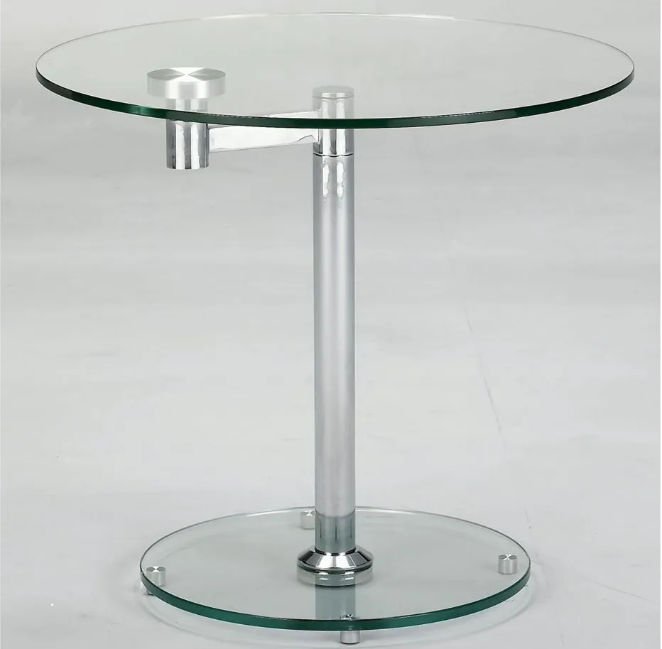 Shymma Lamp Table in Chrome by Chintaly Imports