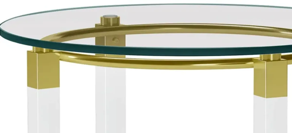 Greta 24" Round End Table in Gold by Chintaly Imports