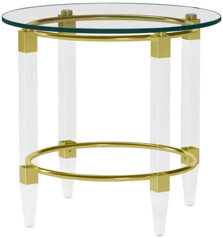 Greta 24" Round End Table in Gold by Chintaly Imports
