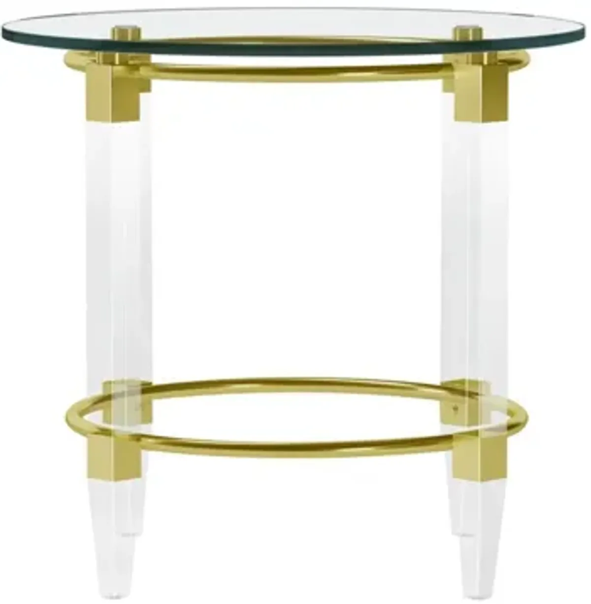 Greta 24" Round End Table in Gold by Chintaly Imports