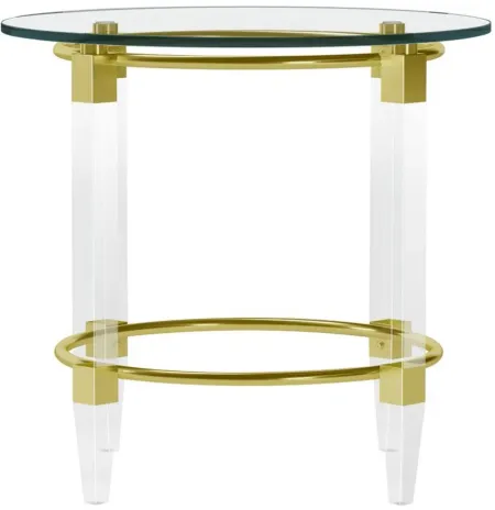 Greta 24" Round End Table in Gold by Chintaly Imports