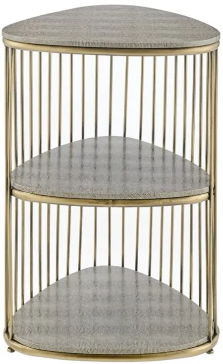 Theron Faux Shagreen Side End Table in Chronicle Gray by New Pacific Direct