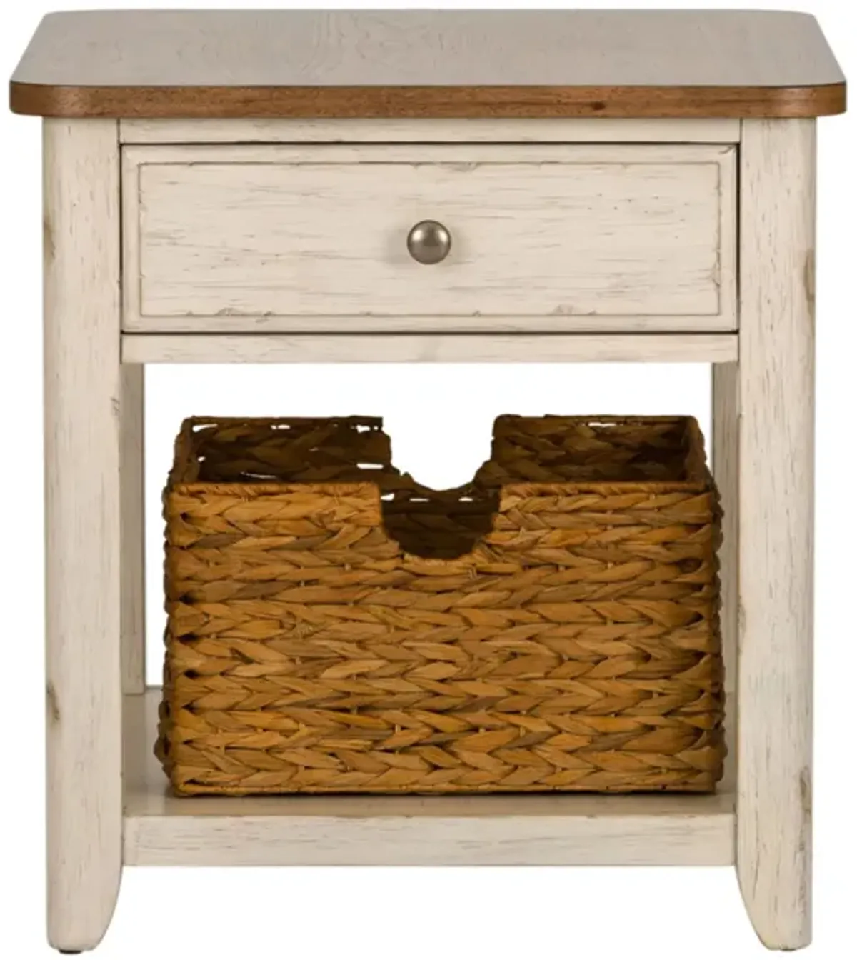 Farmhouse Reimagined End Table with Basket in White by Liberty Furniture