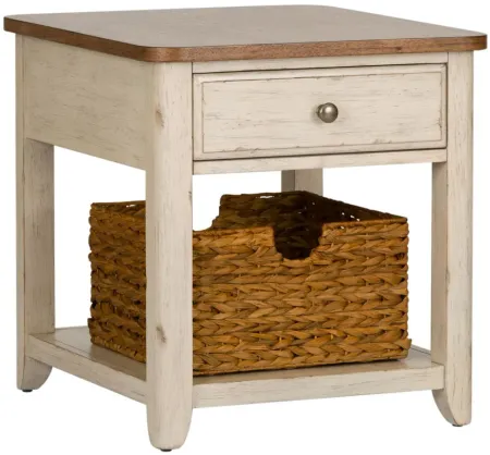 Farmhouse Reimagined End Table with Basket in White by Liberty Furniture