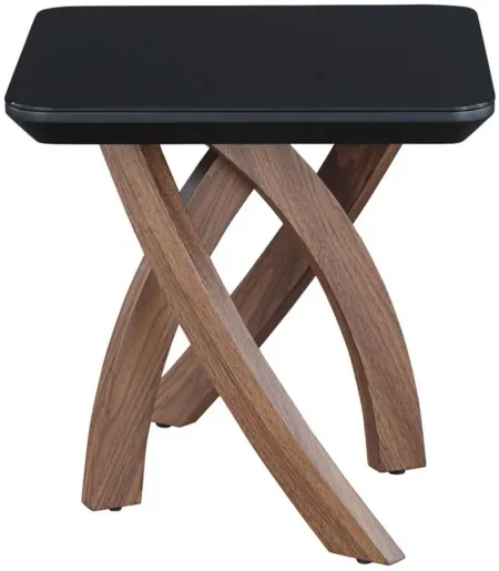 Emily Lamp Table in Black / Walnut by Chintaly Imports