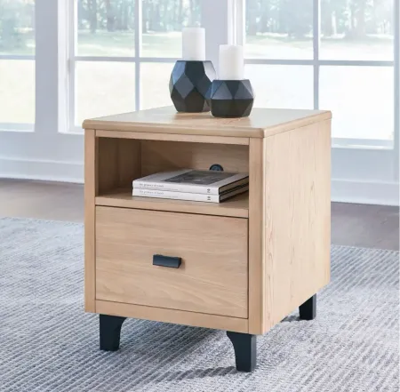 Freslowe End Table in Light Brown/Black by Ashley Furniture