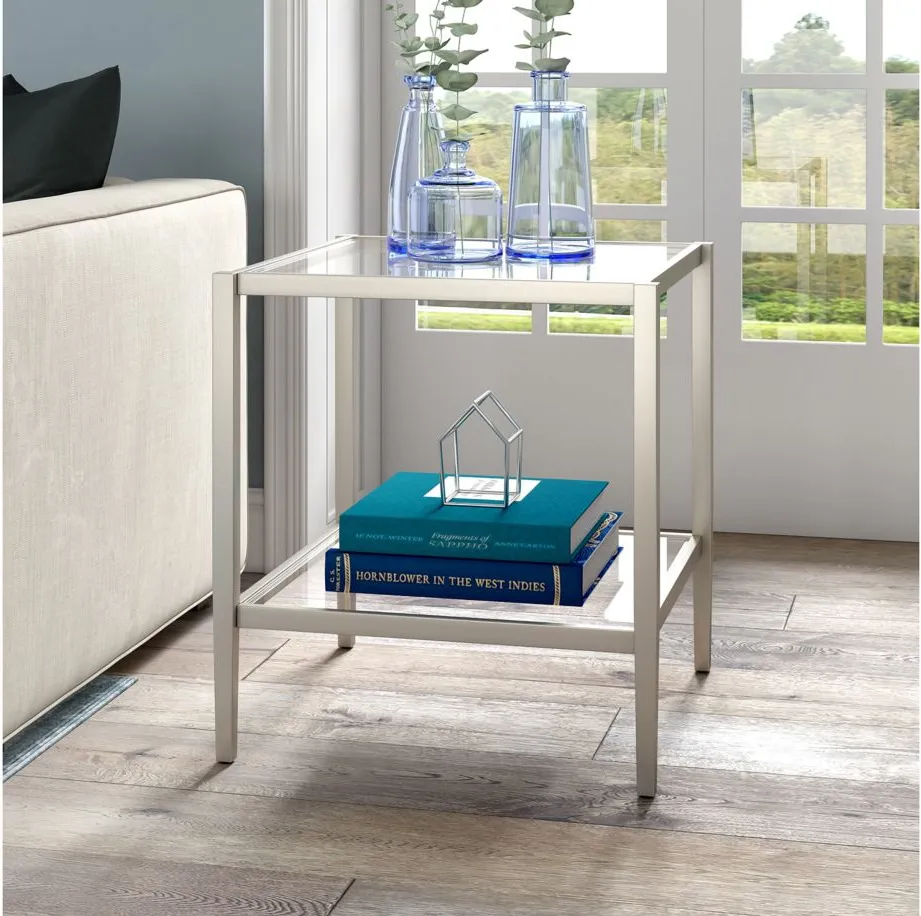 Tocher Side Table in Satin Nickel by Hudson & Canal