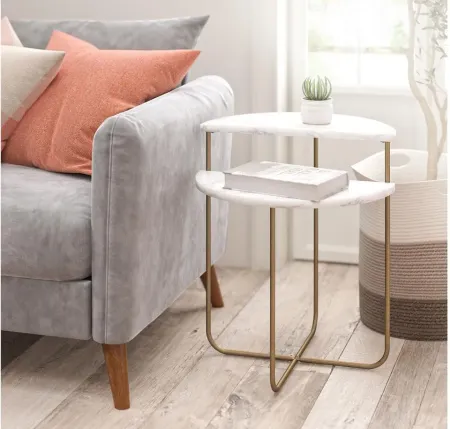 Athena End Table in White marble by DOREL HOME FURNISHINGS