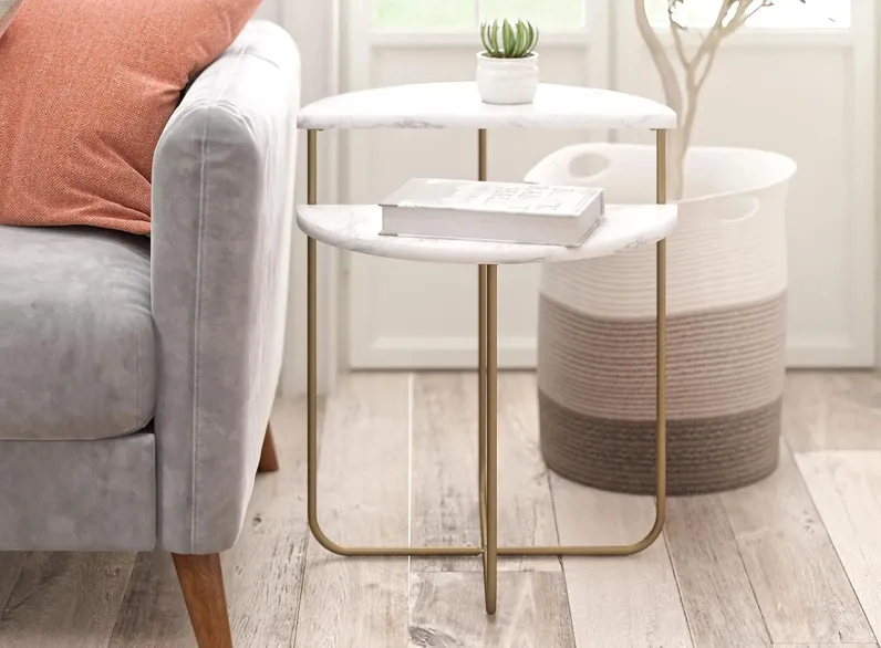 Athena End Table in White marble by DOREL HOME FURNISHINGS