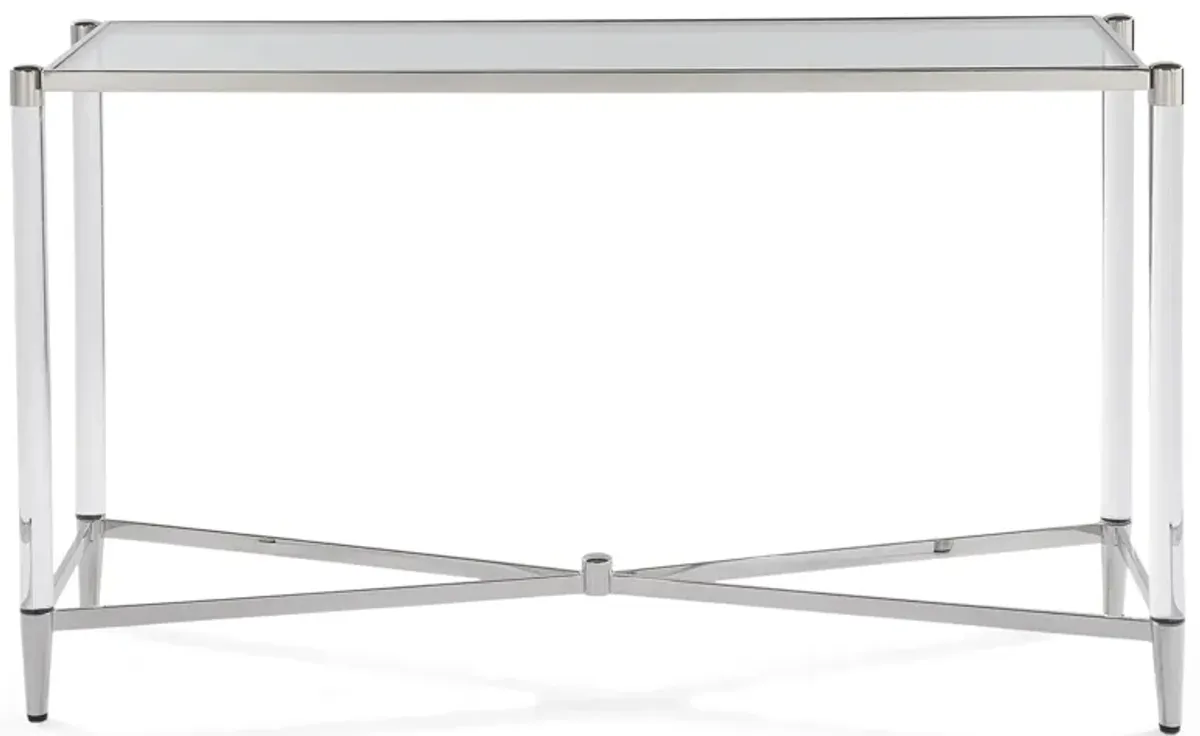 Marilyn Glass Top and Steel Base Rectangular Console Table in PSS/Acrylic by Bellanest