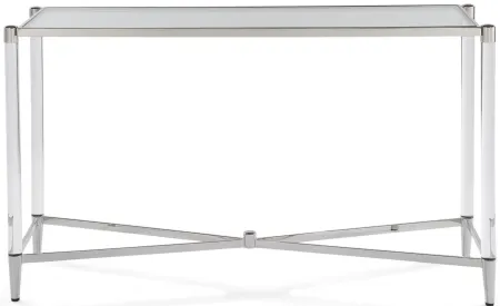 Marilyn Glass Top and Steel Base Rectangular Console Table in PSS/Acrylic by Bellanest