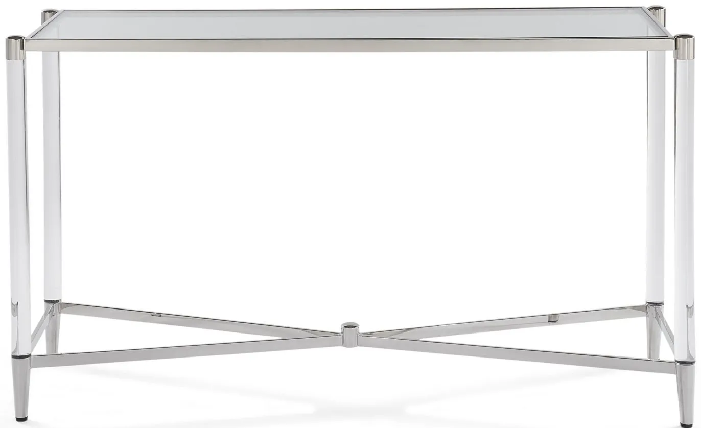 Marilyn Glass Top and Steel Base Rectangular Console Table in PSS/Acrylic by Bellanest