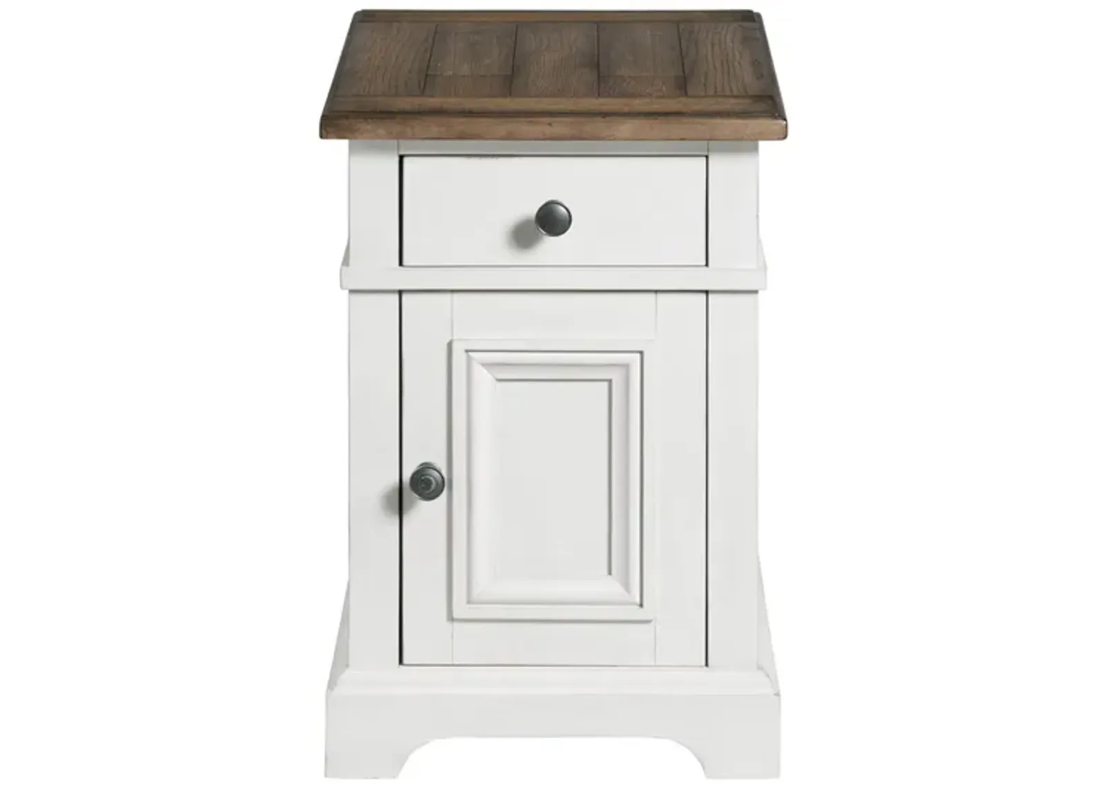 Drake Chair Side Table in Rustic White and French Oak by Intercon