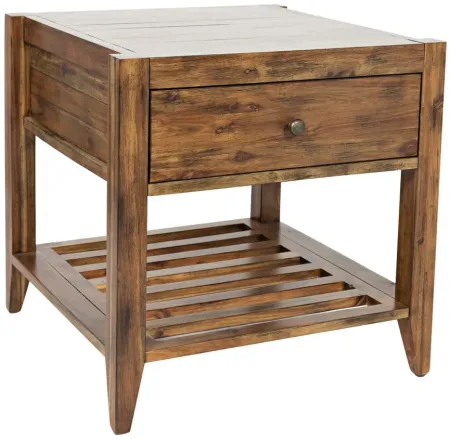 Beacon Street Square End Table in Warm Wood by Jofran