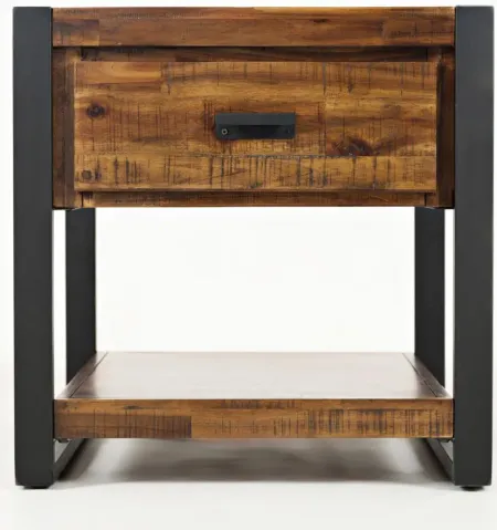 Loftworks End Table with Drawer in Warm Brown & Steel by Jofran