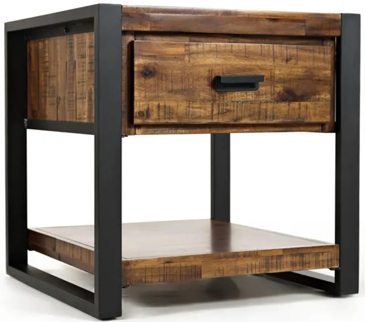 Loftworks End Table with Drawer in Warm Brown & Steel by Jofran