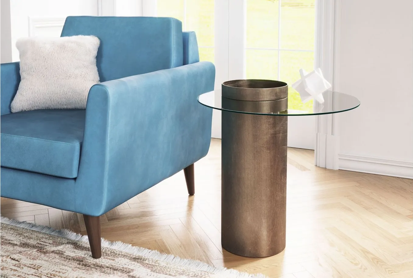 Emi End Table in Antique Gold by Zuo Modern