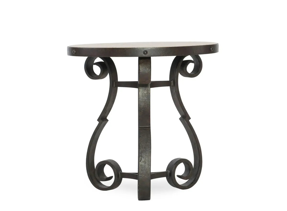 Luckenbach Metal and Stone End Table in Brown by Hooker Furniture