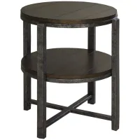 Ellery Round End Table in Mahogany Spice Finish with Pewter Metal by Liberty Furniture