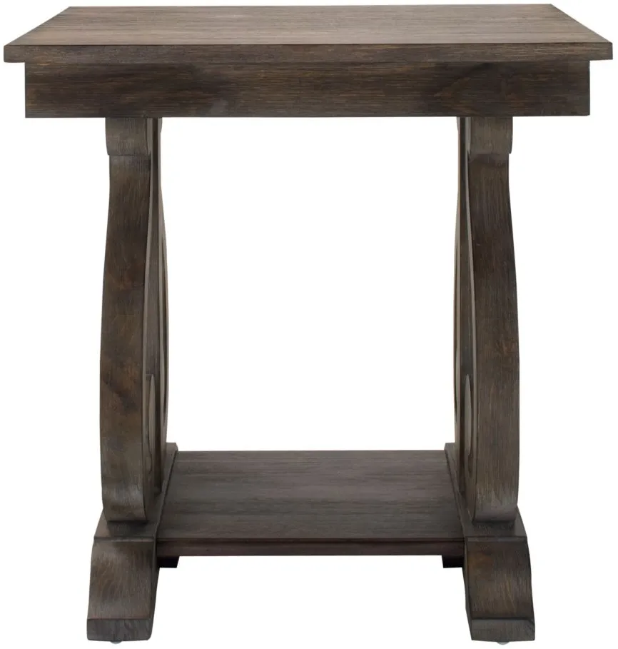 Olivia Rectangular End Table in Distressed Powdered Oak by Homelegance