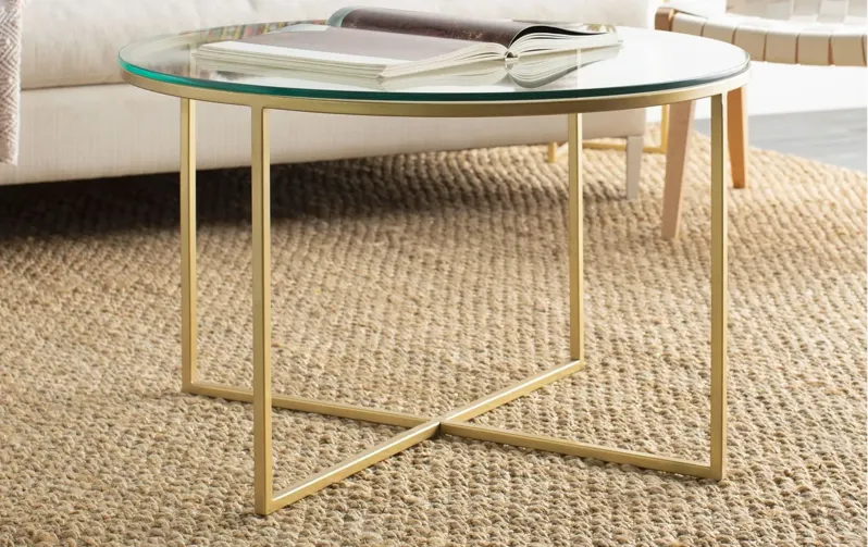 Karen Round Coffee Table in Gold by Surya