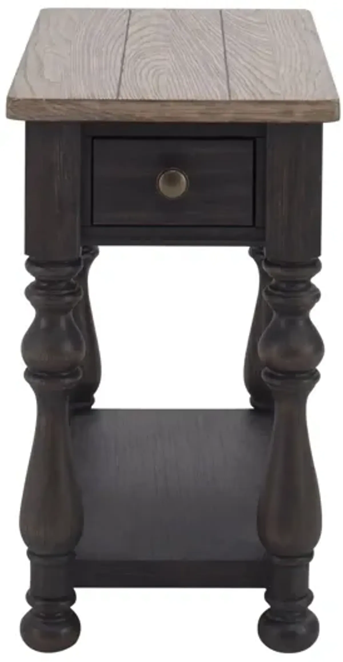 Villa Ridge Rectangular Chairside Table in Antique Oak/Matte Black by Riverside Furniture