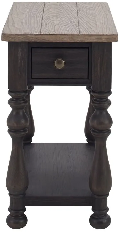 Villa Ridge Rectangular Chairside Table in Antique Oak/Matte Black by Riverside Furniture