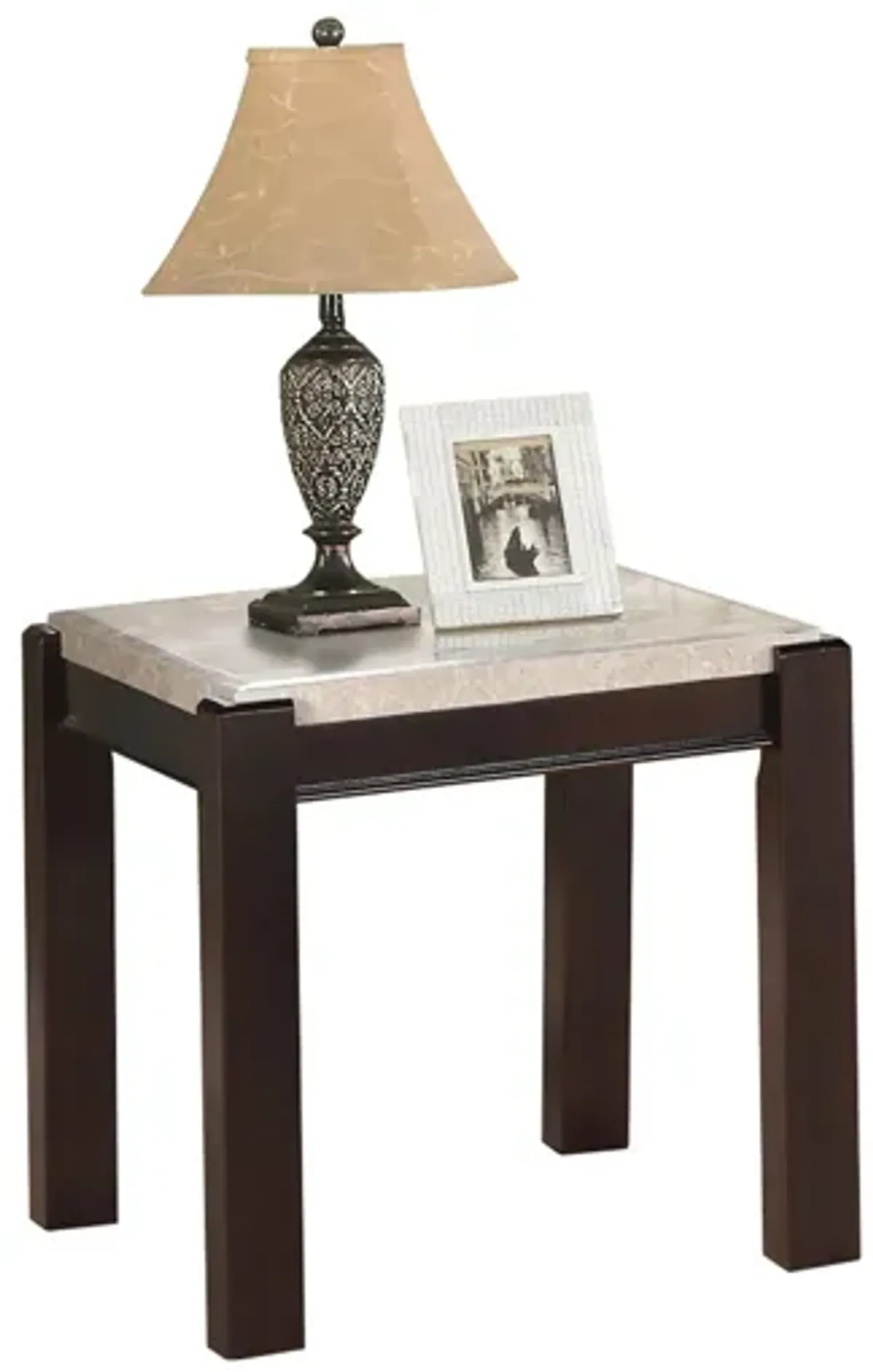 Maynard Rectangular Marble End Table in Dark Cherry by Homelegance