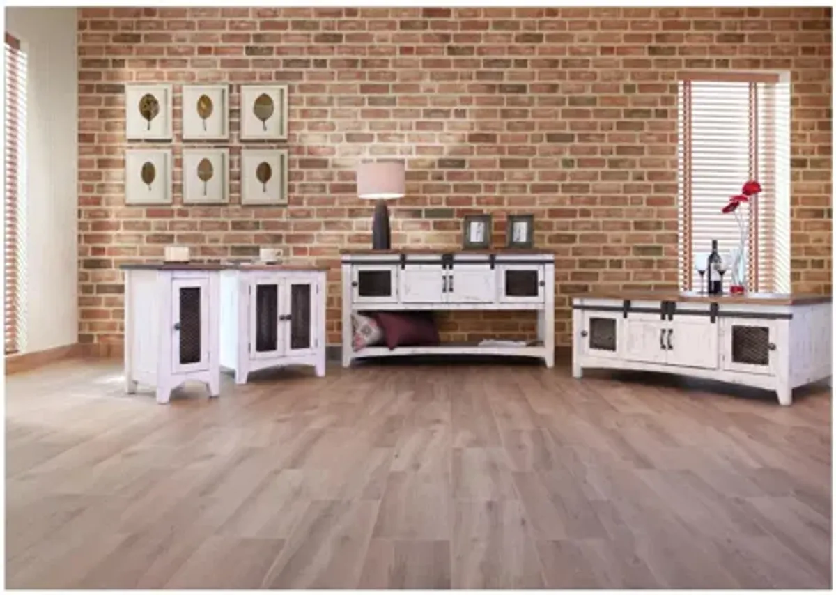Pueblo Square White End Table