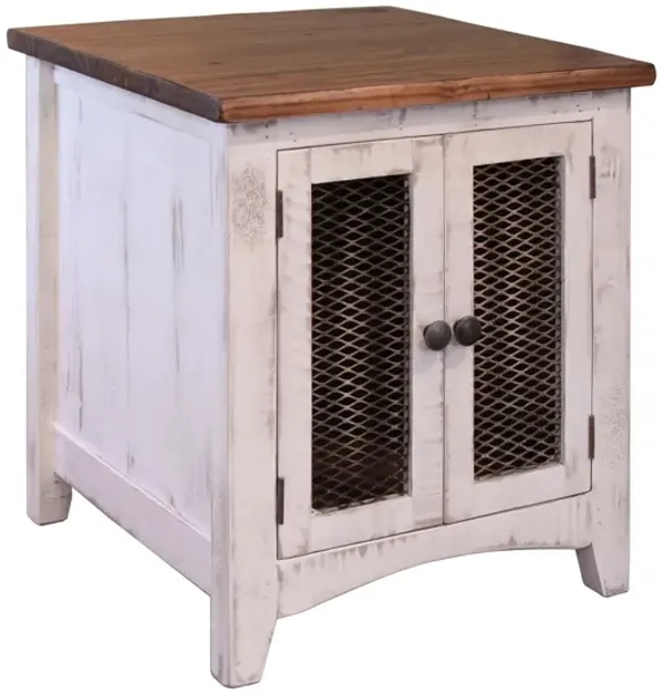 Pueblo Square White End Table