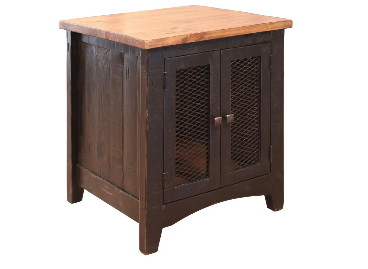 Pueblo Square End Table in Distressed Black by International Furniture Direct